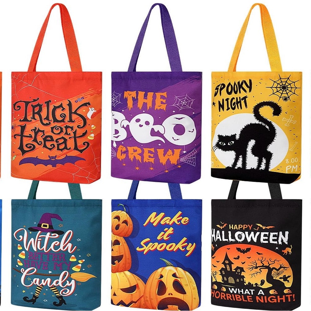 10 Pcs Halloween Tote Bag Reusable Halloween Trick Or Treat Canvas Bags